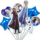 8-Piece Frozen Aluminum Balloon Set - Frozen & Classic Design, Vibrant 3D Cartoon Shape, Party Decoration Essential, Durable Foil Material