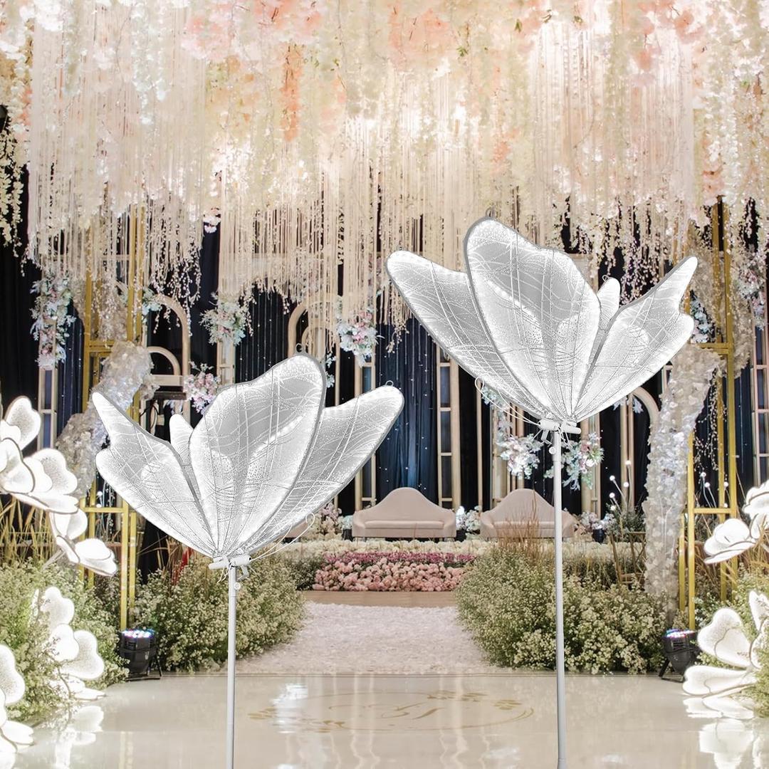 Wedding Butterfly Floor Lamp-Creative Butterfly Ceiling Lights Decoration,Adjustable Height Romantic Wedding Decoration Lights (White, 60 cm/23.6 inch & 2PCS)