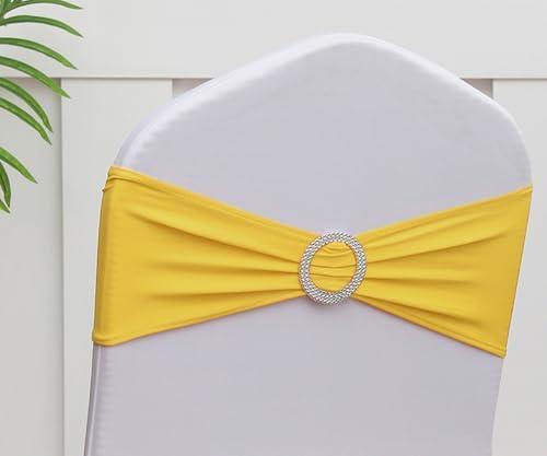 Gankar Yellow Sapndex Chair Sashes 48 Pack, Yellow Chair Bows Sashes for Wedding Birthday Party Folding Chairs Decor