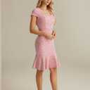 GRACE KARIN Womens Cocktail Dress Fishtail Tweed Bodycon Dresses (Pink, S)