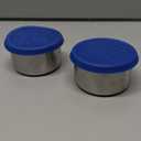 LunchBots 4.5 oz Stainless Steel Dressing Container for Condiments, Dips, Snacks, Dipping Sauce Cups with Silicone Lid, Fits in Lunch Bags and Bento Boxes - Set of 2 (Blue)