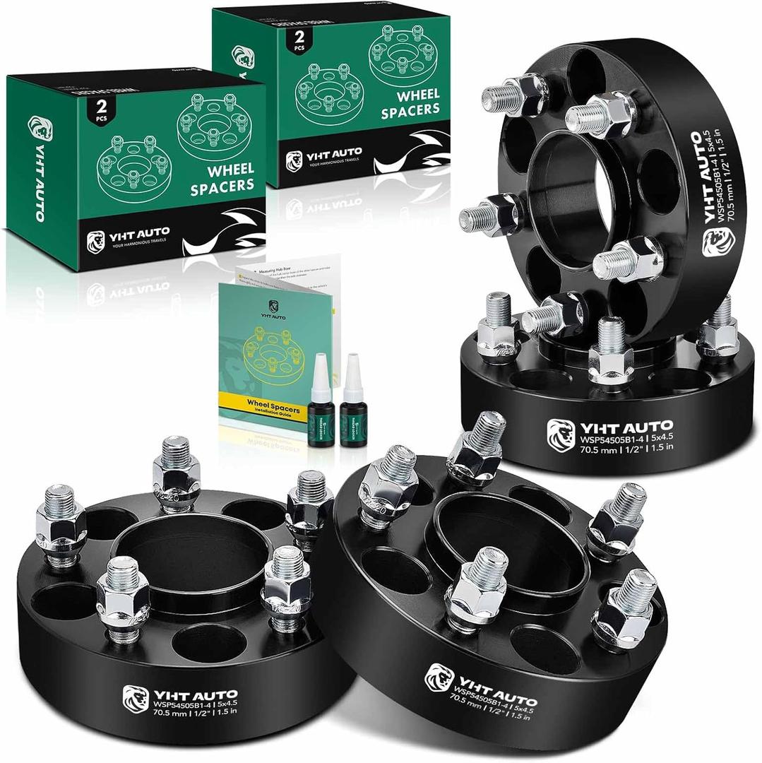 YHTAUTO 5x4.5 Hub Centric Wheel Spacers 1.5 Inch Fits Ford Explorer, Edge, Mustang, Ranger, Lincoln MKX, Town Car, Mercury Models 5x114.3mm Tire Spacers 70.5mm Hub Bore 5 Lug 4 PCS Black 1/2"-20