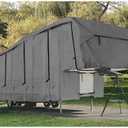Camco ULTRAGuard 28-30-Ft 5th Wheel Trailer RV Cover - Features Zipper Entry Doors & Covered Air Vents - Crafted of Spunbond Polypropylene - Storage Bag for RV Storage and Organization (45753)