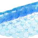 uxcell Bath Tub Shower Mat, 30" x 14.2" PVC Non-Slip Pebble Oval Mat with Drain Holes, Suction Cups for Bathroom Bathtub, Clear Blue