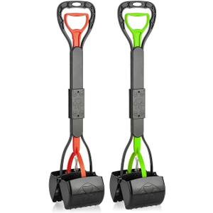 TIMINGILA Pooper Scooper 2 Pack, 28" Long Handle No Touch Dog Pooper Scooper for Large Medium Small Dogs, Durable Spring & Lightweight, Waste Pickup Tool for Dogs in Lawns/Grass/Dirt/Gravel