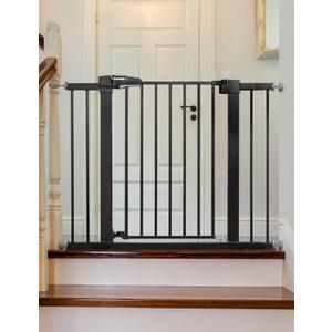 Babelio Baby Gate for Doorways and Stairs, 26-40" Auto Close Dog Gate, Easy-Install Pressure Mounted Satey Door, No Drilling Safety Gate for Child and Pets, Black (30"Tall 26"-40" Wide)