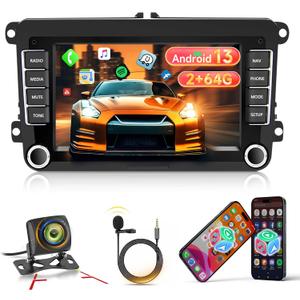 [2+64G] Android 13 Car Radio for VW Passat Jetta Golf Seat Skoda Polo Tiguan Beetle, 7 inch Touch Screen Volkswagen Stereo with CarPlay/Android Auto/Bluetooth/GPS/WiFi +AHD Backup Camera+MIC