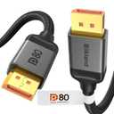 Silkland 80Gbps DisplayPort Cable 2.1 6.6FT [VESA Certified], [8K@240Hz, 4K@540Hz 360Hz 240Hz] DP 2.1 Cable 16K, DP80 HDR DSC Display Port Cord Compatible FreeSync Gaming Monitor 5090 7900XTX, S1334 (6.6 Feet, Grey)