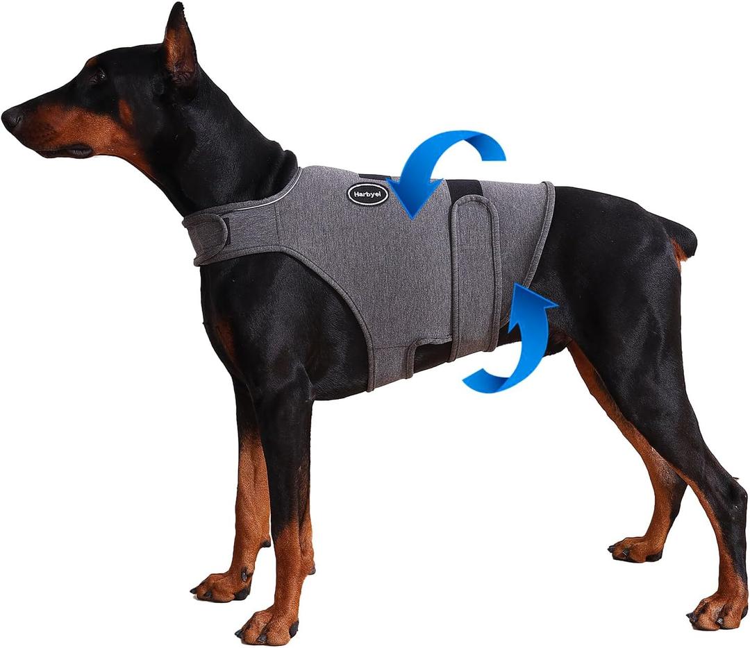 Dog Anxiety Vest - Skin-Friendly Calming Shirt for Thunder, Fireworks, Vet Visits & Separation Anxiety No Medicine or Training Needed Suitable for  Dogs (L-Chest(18.8"-26.9"), Dark Grey)