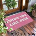 Coquette Pink Door Mat, Preppy Girly Welcome Mats for Front Door, I Hope You Like Pink Doormat Outdoor Indoor Entrance Entryway, 17x30 Inches