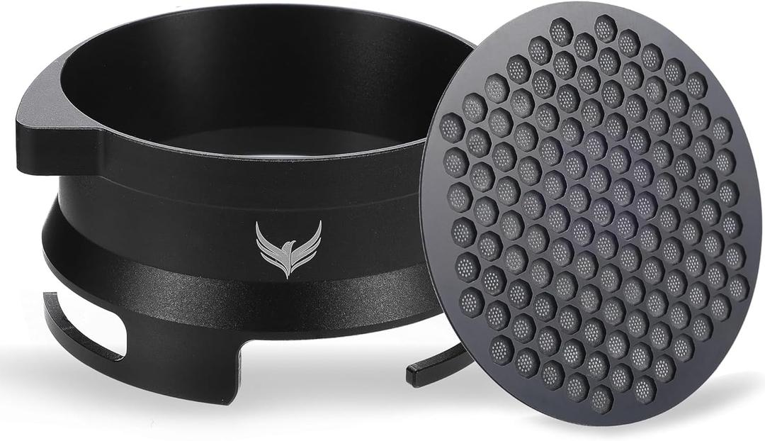 54mm Dosing Funnel and Puck Screen Set Compatible with Breville Barista Express, Barista Pro, Barista Touch Grinder Trigger Portafilter Funnel and Filter (Black)