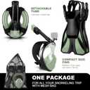 Odoland Snorkeling Packages, Full Face Snorkel Mask for Adults & Youth with Camera Mount, Adjustable Swim Fins, Anti-Fog Anti-Leak Diving Gear for Men Women Teens