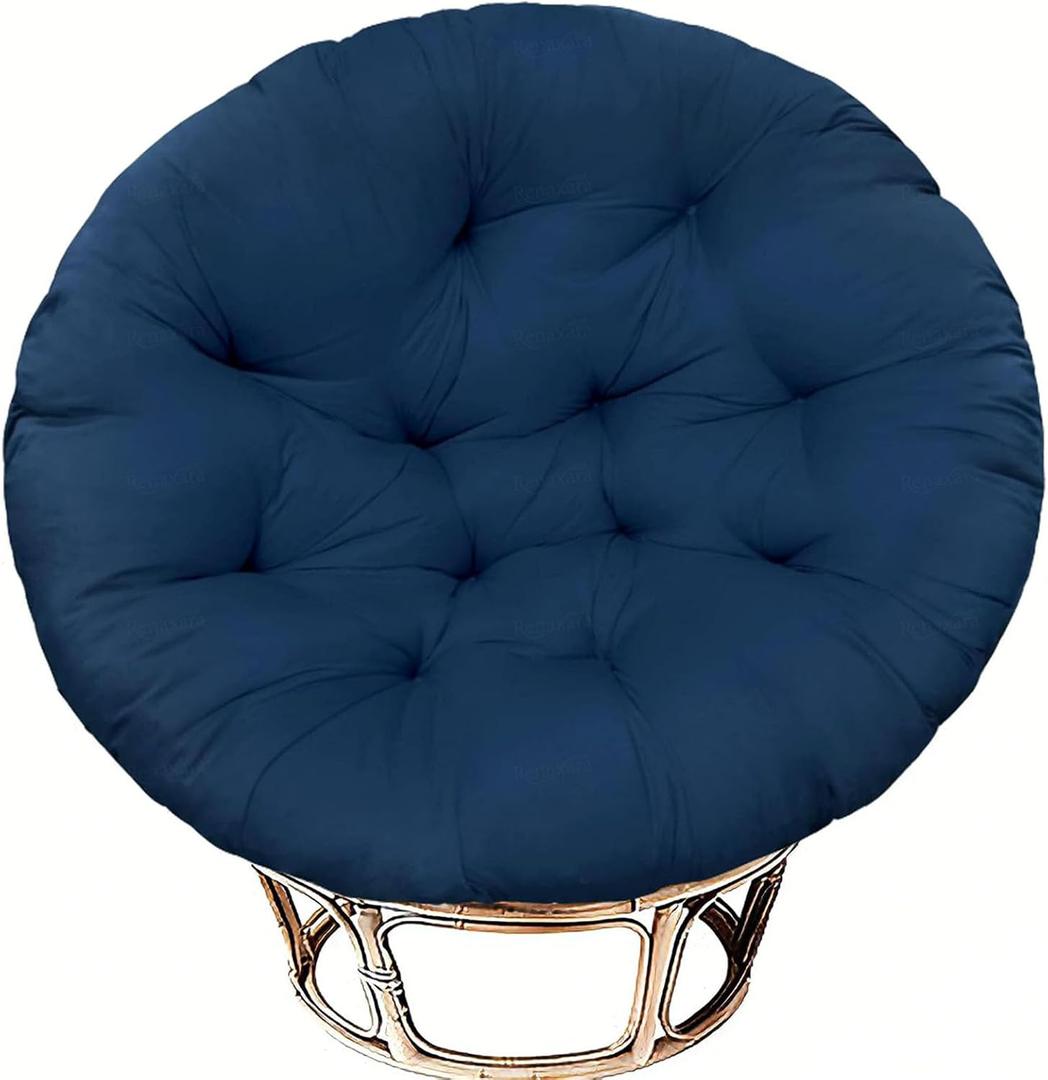 Papasan Chair Cushion, 52 inch Papasan Cushion, Round Leisure Papasan Seat Cushion (Blue)
