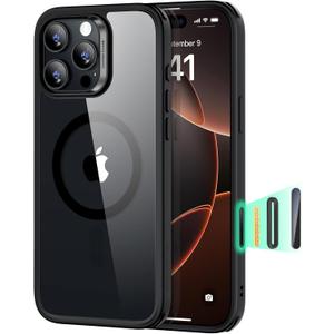 ESR for iPhone 16 Pro Case, Compatible with MagSafe, Shockproof Military-Grade Protection, Magnetic Phone Case for iPhone 16 Pro, Classic Hybrid Case (HaloLock), Clear Black
