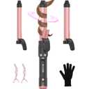 Dual Voltage Automatic Rotating Curling Iron - Meet Mutiple Curl Need, Curling Wand for All Hair Type, Home or Salon, Beginner or Stylist, Lasting All Day, No Heat Damage, 100-110V/220-240V for Travel (Blush Red)