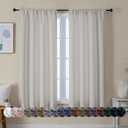 Simplebrand Ava Natural Blackout Curtains for Bedroom 63 Inch Length 2 Panels Set, Solid Thermal Insulated Energy Saving Rod Pocket Window Treatment Curtains Blackout Drapes, W40 x L63 Inch, Natural (40"W x 63"L (Pack of 2))