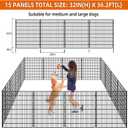 15 Panels No Dig Fence with Gate, 32 in(H) X 36 ft(L) Garden Decorative Fence Animal Barrier for Dogs, Rustproof Metal Garden Edging Border for Outdoor, Yard, Patio, Black