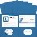 Two Pocket Folders, RAZCC 75 Pack 2 Pocket Folders Fit Letter Size Paper, Paper Folders with Pockets for School Office Business Home (Navy Blue)