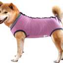 Dotoner Dog Recovery Suit Abdominal Wound Puppy Surgical Clothes Post-Operative Vest Pet After Surgery Wear Substitute E-Collar & Cone(2XL,Pink)