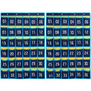 Loghot Classroom Accessories Closet Pocket Chart for Cell Phones Holder Wall Door Hanging Organizer (36 Pockets Blue 2Pc)