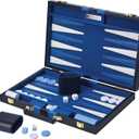 Get The Games Out Top Backgammon Set - Classic Board Game Case 15" Medium Size - Best Strategy & Tip Guide - Small, Medium and Large Sizes (Blue, Medium)
