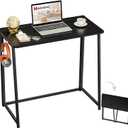 WOHOMO Folding Computer Desk, Small Writing Foldable Desk 31.5", Space-Saving Laptop Table, Easy Assemble Workstation for Home Office,Black, Small Size:31.5 x 15.7
