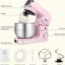 Kitchen in the box Stand Mixer,3.2Qt Small Electric Food Mixer,6 Speeds Portable Lightweight Kitchen Mixer for Daily Use with Egg Whisk,Dough Hook,Flat Beater (Pink)