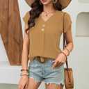 Women's Dressy Casual Shirt Sleeveless V-Neck Button Down Work Tops Business Casual Summer Tops (Brown, XL)