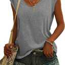 Womens Cap Sleeve T Shirts V Neck Casual Tops Oversized T-Shirt Summer Trendy Lightweight Loose Fit Basic Tees (X-Large, Grey)