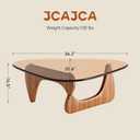 Coffee Table for Living Room Mid Century Modern Center Table with Glass Top and Wood, Brown/Walnut, 36 Inch