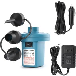 Bestrip Electric Air Pump, Air Pump for Inflatables Air Mattress Couch Pool FloatsInflatables Boat Raft Toys, AC/DC Pump (Blue)