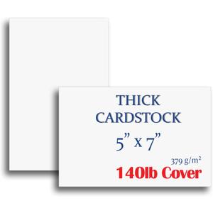 Extra Heavy Duty 140lb Cover Cardstock - 5" x 7" Bright White - 379gsm 18pt Thick Paper - Index, Flash & Post Card Stock (100 Pack)
