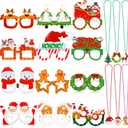 42 Pcs Christmas Paper Eyeglasses and Christmas Novelty Bead Necklace Green Cosplay Glasses for Adults Party Favor Accessories Photo Props for Party Supplies