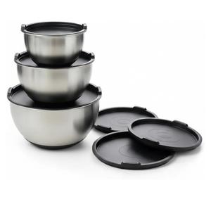 ANGORA BRANDS Stainless Steel Mixing Bowls with Lids Set (3-Piece) - Nesting Bowls for Cooking, Baking, Salads & Serving - 1.5 QT, 3 QT & 5 QT - Modern Kitchen Essentials by Samma