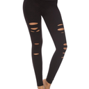 Womens High Waist Yoga Pants Cutout Ripped Tummy Control Workout Running Yoga Skinny Leggings S