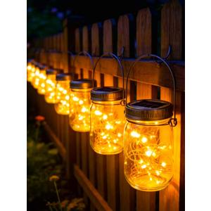 Cooo Gift for him her 9 Pack Solar Lanterns Outdoor Waterproof Upgraded Crystal Glass Solar Mason Jar Lights 30 LED 215% Larger SolarPanel, Anti-Rust Lid Hanging Outdoor Lanterns for Patio Garden