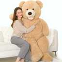 MorisMos 51 inch Smile Giant Teddy Bear, Large Stuffed Bears with Big Footprints, Big Stuffed Animals Cuddly Plush Gifts for Girlfriends, Boyfriend, Brown
