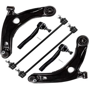 6-PC SET Suspension Kit fit 2007-2014 for Toyota for Yaris 2012-2016 for Toyota for Prius C Front Lower Control Arm and Ball Joint Outer Tie Rod End Sway Bar Link