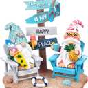 Wonderjune Beach House Decor Coastal Chair Resin with Animal Figurine Signs Ornament for Summer Beach Tropical Table Mantle Tabletop Decoration or Housewarming Birthday Gift 7x7 Inch(Gnome)