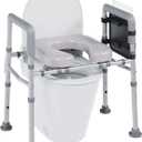 Toilet Seat Riser for Seniors, Raised Toilet Seat with Handles,Adjustable Height & Width, 400lb Raised Toilet Seat with Handles for Elderly, Handicap, Elevated, Pregnant, Fit Any Toilet