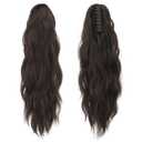 FESHFEN Ponytail Extensions, Long Claw Clip in Ponytail Hairpiece Synthetic Pony Tails Hair Piece Natural Wavy Hairpieces for Women, 20 inch Dark Brown