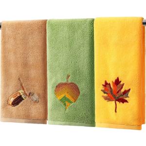 3 Pcs Fall Hand Towels 100% Cotton 14"x29" Autumn Decorative Bathroom Towels Set Leaf Acorn Embroidered Kitchen Towel Thanksgiving Day