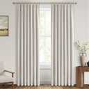 MIULEE Pinch Pleated Curtains Blackout 84 Inch Long, Bedroom Linen Pleat Curtains with Hooks Thermal Insulated Noise Reducing Window Drapes for Living Room Track, 2 Panels Set, Ivory Cream Birch