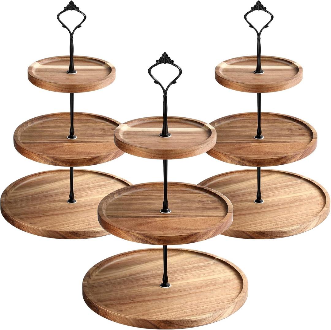 Zopeal 3 Set 3 Tier Wood Cupcake Stand,Rustic Wooden Serving Tray Farmhouse Dessert Display Tiered Cake Tower Holder for Kitchen Wedding Birthday Tea Party Decorations (Medium (5.9''7.8''9.8'')