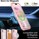 360 Magnetic Swivel Ring for iPhone 16 case, Built-in Metal Stand and Ring Holder, Magsafe Compatible, Military Grade Protection, Shock and Vibration Resistant - Pink