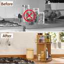 Thick&Thin Lazy Susan Organizer - 2 Tier Rotating Spice Rack for Cabinet, Wooden Rotating Organizer Pantry Kitchen Countertop Dining Table Cupboard Storage