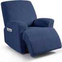 Ruaozz Recliner Sofa Covers Recliner Chair Covers Recliner Covers for Reclining Chair with Pockets Washable Furniture Protector with Elastic Bottom (1 Seater, Dark Blue)