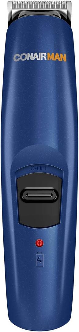 ConairMAN Beard Trimmer for Men Includes Nose and Ear Hair Trimmer and with 5-Position Comb Attachment, 5 piece Men's Grooming Kit, Battery Operated (Blue)