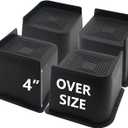 Bed Risers 4 inch Heavy Duty, 4 Pack Oversized Furniture Risers 6 inch, Black Bed Lifts Risers for Table, Sofa, Chair, Couch, Desk, Bed Frame Risers