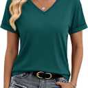 YUCOLEN Womens Short Sleeve V Neck T Shirts Casual Loose Tees Cotton Soft Breathable UPF 50+ Tops Summer 2026 (S)